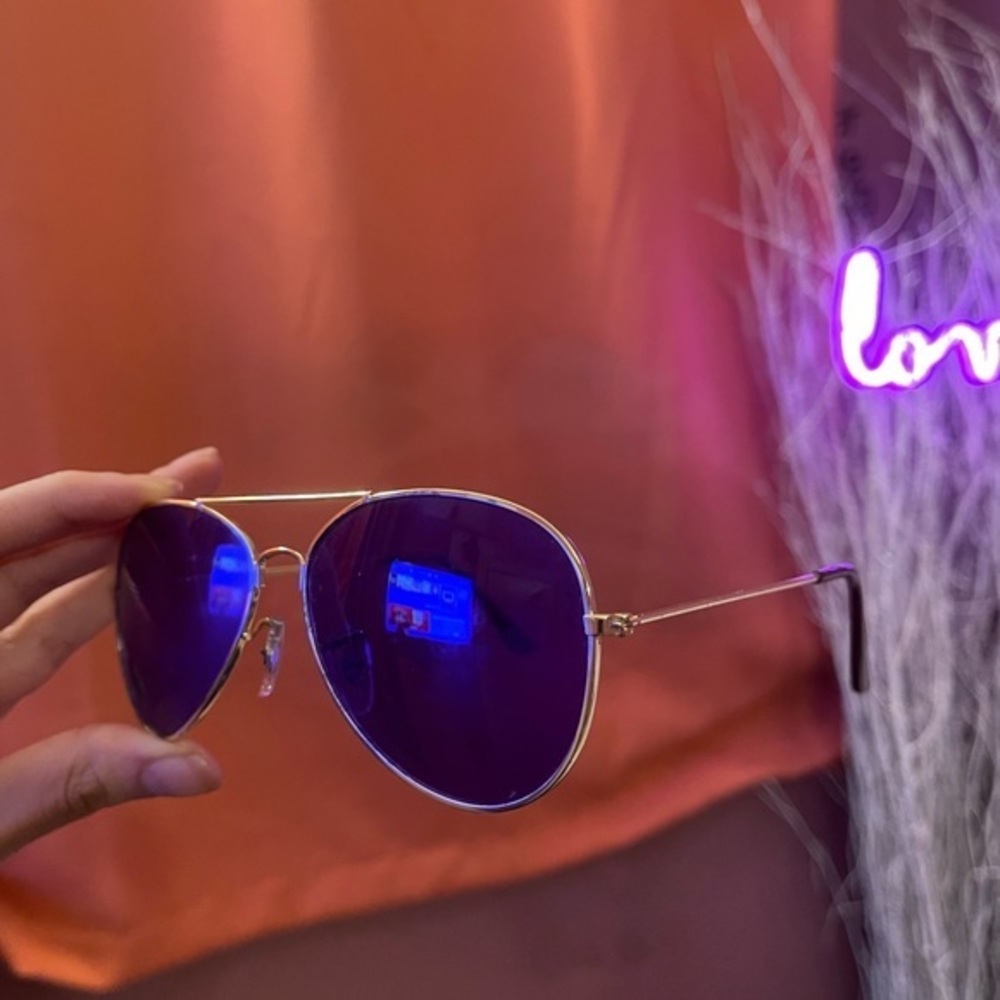 Gold Aviator with purple lens